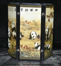 4.8 "collection Chine Peinture en bois dynastie animaux Panda écran brosse pot