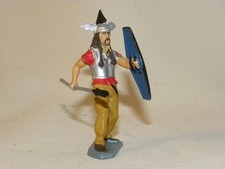 VINTAGE FIGURINE STARLUX DE L'ANTIQUITE GUERRIER GAULOIS AVEC LANCE ET BOUCLIER