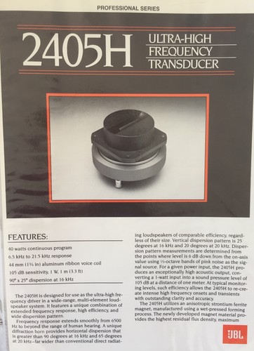 Jbl tweeter 2405h - tweeter,