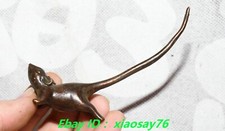 2.7''Old Chinese Bronze Animal Mouse Rat Fengshui Lucky Statue Sculpture