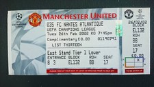  Manchester UNITED FC NANTES TICKET 2002 CHAMPIONS LEAGUE NANTES RARE