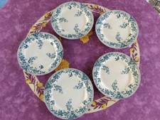 5 Assiettes à Dessert Terre de Fer JV Bordeaux Service Louis XVI Fleurs Oiseaux