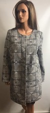 Conbipel Italy, Black and White Patterned Cotton Blend Coat, Size 46