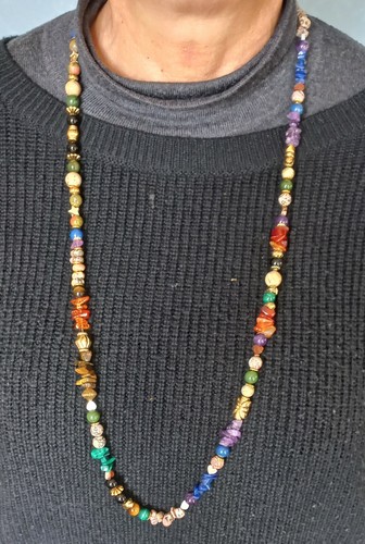 Collier sautoir pierres - collier,