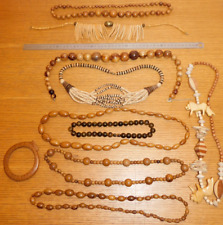 vintage LOT bijoux COLLIER en BOIS boule boulier afrique animaux WOOD necklace