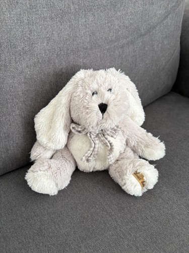Peluche lapin gris blanc - , noeud