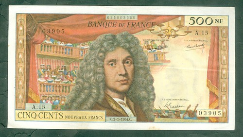 Rare billet 500nf molière - rare,
