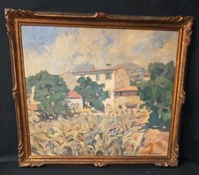Tableau huile paysage Mas Provence signé A. Jacquet début XXème