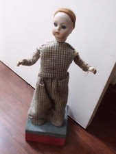 MAGNIFIQUE AUTOMATE TETE PORCELAINE DE POUPEE BRU BOUCHE FERMEE FONCTIONNE