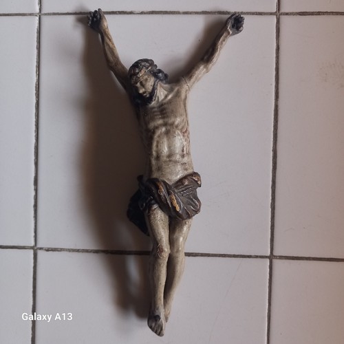 Christ bois polychrome ancien - bois,