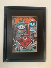 Peinture Toile souple ,acrylique style cubisme colorée, art moderne ,original .