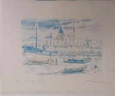 Bernard Tessier - Le vieux port - Lithographie EA