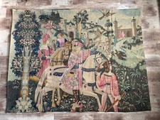 Tapisserie de chasse médiévale signée Les Éditions d'Art de Rambouillet, 1950  