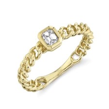14K or Émeraude Coupe Diamant Maillon Bague Biseau Ensemble 0.23 CT Naturel