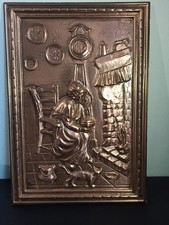 Ancien tableau en cuivre repoussé