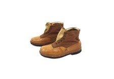 ? Vintage French Army Boots 1950s Leather Canvas BERGOUGNAN Sole Military