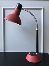 Vintage Ancienne Lampe Bureau Travail Atelier Design Rouge Orange Flexible 1950