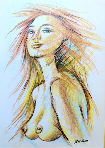 Femme nue seins nus dessin - seins,