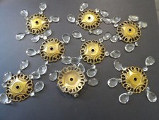 LOT 8 BOBECHES COUPELLES BRONZE LAITON PAMPILLES CRISTAL lustre ancien XIX XXe