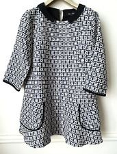 Robe Coréenne Ika Mige Bleu Marine Blanc Col Noir doublé T36 38 env comme Neuf