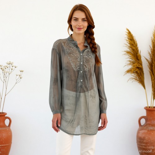 Lagenlook robe tunique grise - lagenlook,