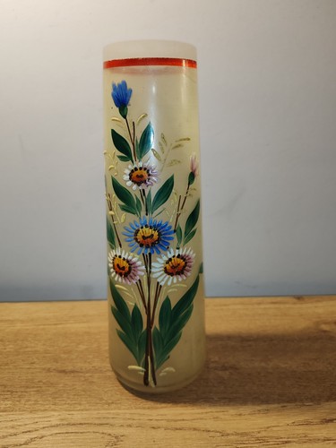Ancien vase verre émaillé - vase, en
