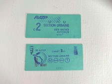 LOT 2 ANCIENS TICKETS DE MÉTRO BLEU RATP RESEAU PARISIEN VINTAGE ANNEES 90-2000