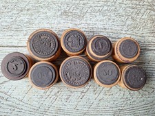 9 anciens tampons scolaire monnaie centimes francs  tampon bois caoutchouc école