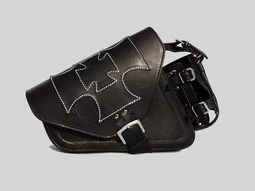 Sacoche cuir noir croix - sacoche,