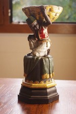 🌍 Statue Nubien résine vintage – style colonial orientaliste exotique déco 