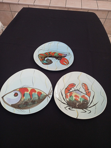 Assiettes decor poisson - 3,