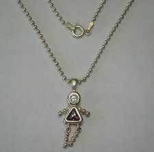 Sterling Silver 24" Beaded Necklace W/ Girl Pendant - 7.31 Grams - Item# M550