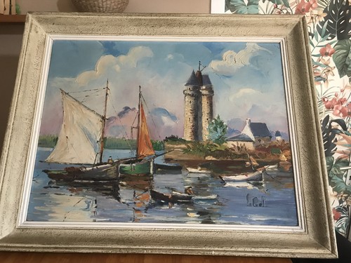 Huile sur toile marine - huile,