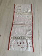 ancien abécédaire art populaire alsace Monogrammé Daté Cache Serviette XIX Eme