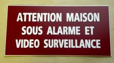 plaque gravée ATTENTION MAISON SOUS ALARME ET VIDEO SURVEILLANCE petit format
