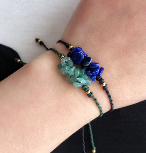 Bracelet macramé avec - , pierres