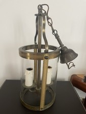 Belle Lanterne ancienne Années 1930 2 feux Laiton verre Hauteur 35cm (53cm)