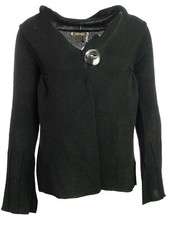 Gilet cardigan cache coeur bouton fantaisie femme lainage noirLola Espeleta