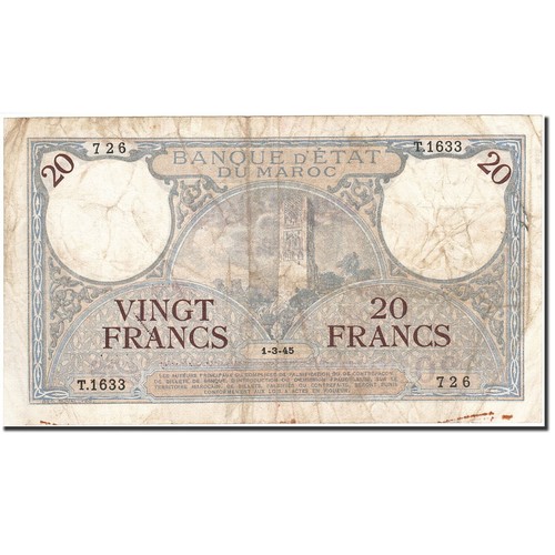 Billet maroc 20 francs - 20,