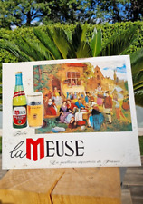 Plaque tôle metal LA MEUSE -  PUR ANNEES 60   - biere publicitaire ancien  BAR