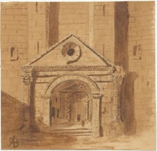 Dessin original Auguste Bartholdi Façade d'un monument à identifier