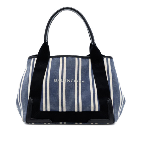 Balenciaga toile striped cabas - balenciaga,