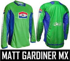 JT Racing Als Pro-Tour Motocross MX Jersey Shirt Vert Bleu Rétro Evo Classique