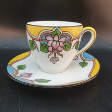 #1 Tasse café & soucoupe Porcelaine Limoges Décor Art Déco Lefort & Gayout 1930
