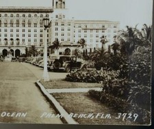 USA POSTCARD 1938 PALM BEACH BREAKERS ATLANTIC OCEAN RARE ANCIENT CARD ART DECO