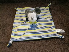 doudou plat mickey bleu rayé Prémaman Disney baby  Etat neuf