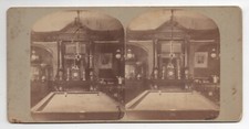1880s Stereoview of Beach's Bar Interior w Billiard Table Newport Rhode Island