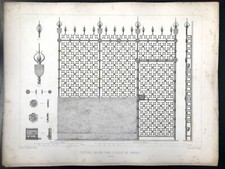 Gravure XIXe Clôture, En Fer, Dans L’église De Langeac