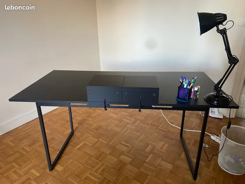 Beau grand bureau noir ikea - beau, et