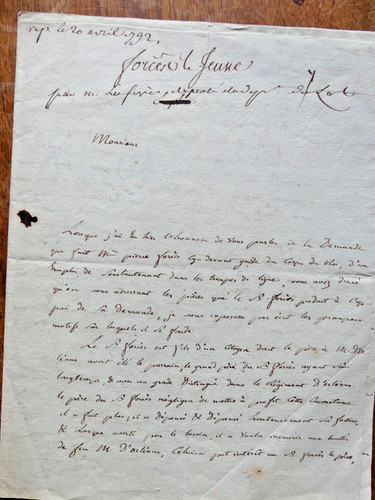 1792 lettre autographe - , de
